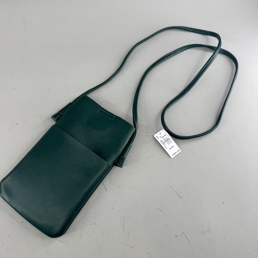 Old Navy Women Faux Leather Phone Crossbody Bag Pouch Dark Green OS NWT